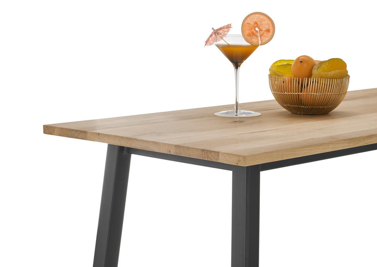 BARTISCH in Holz 120/60/104 cm   - Eichefarben/Schwarz, Design, Holz/Metall (120/60/104cm) - Boxxx