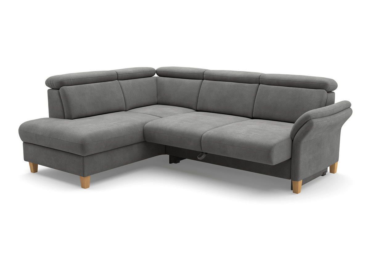 ECKSOFA Flachgewebe Grau  - Eichefarben/Grau, Konventionell, Holz/Textil (193/247cm) - Sit & More