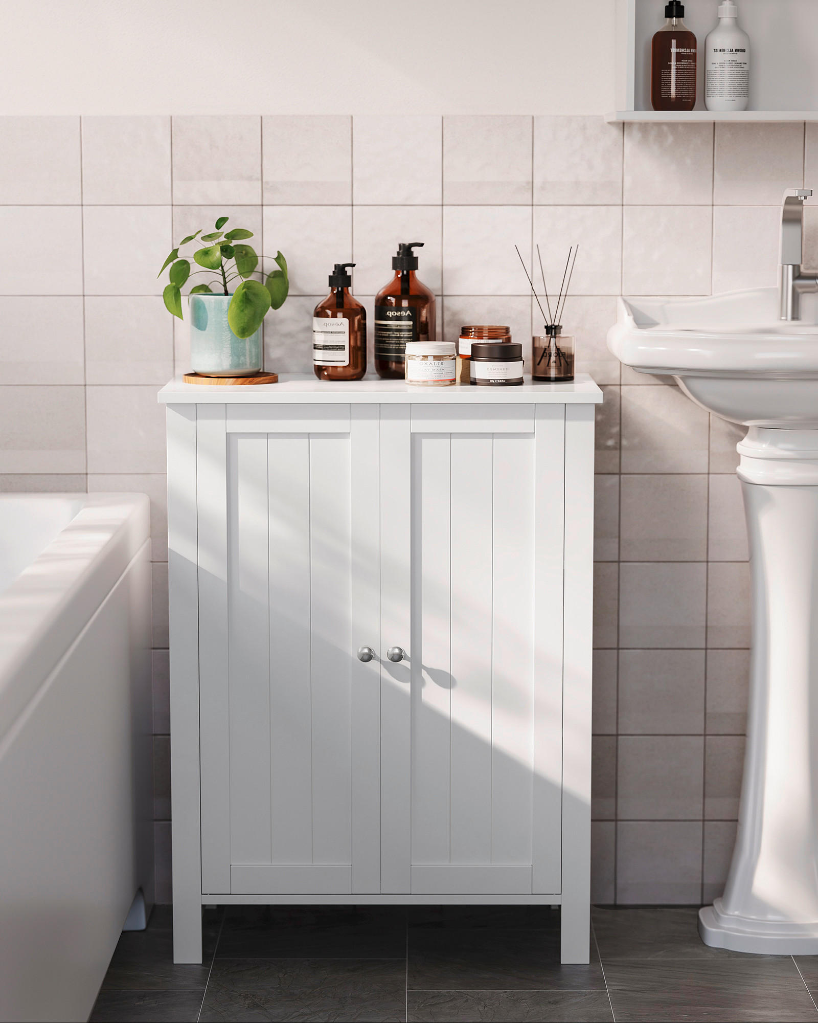 SEITENSCHRANK 60/80/30 cm  - Weiß, Trend, Holzwerkstoff/Metall (60/80/30cm) - MID.YOU