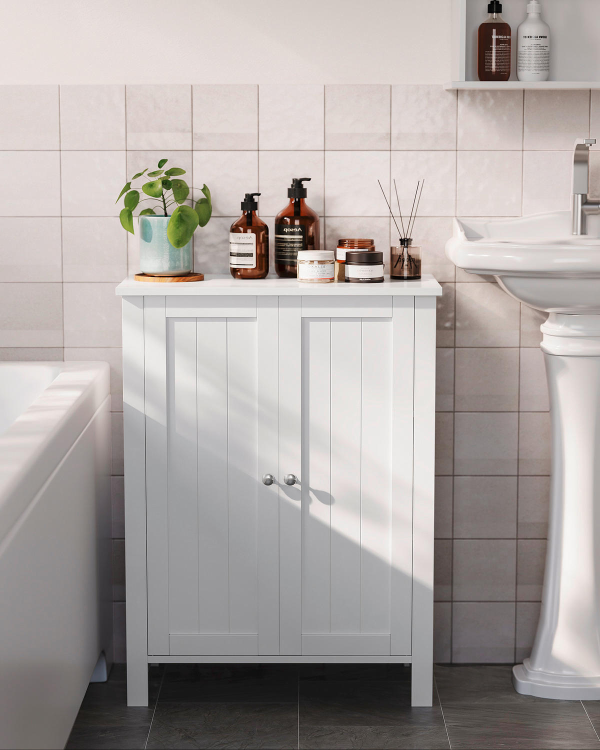 SEITENSCHRANK 60/80/30 cm  - Weiß, Trend, Holzwerkstoff/Metall (60/80/30cm) - MID.YOU