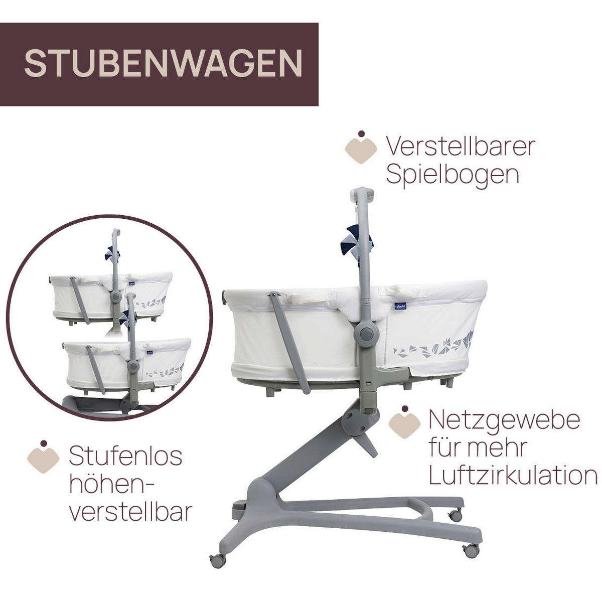 STUBENWAGEN BABY HUG PRO  Creme  - Creme, Basics (85/60/88-122cm) - Chicco