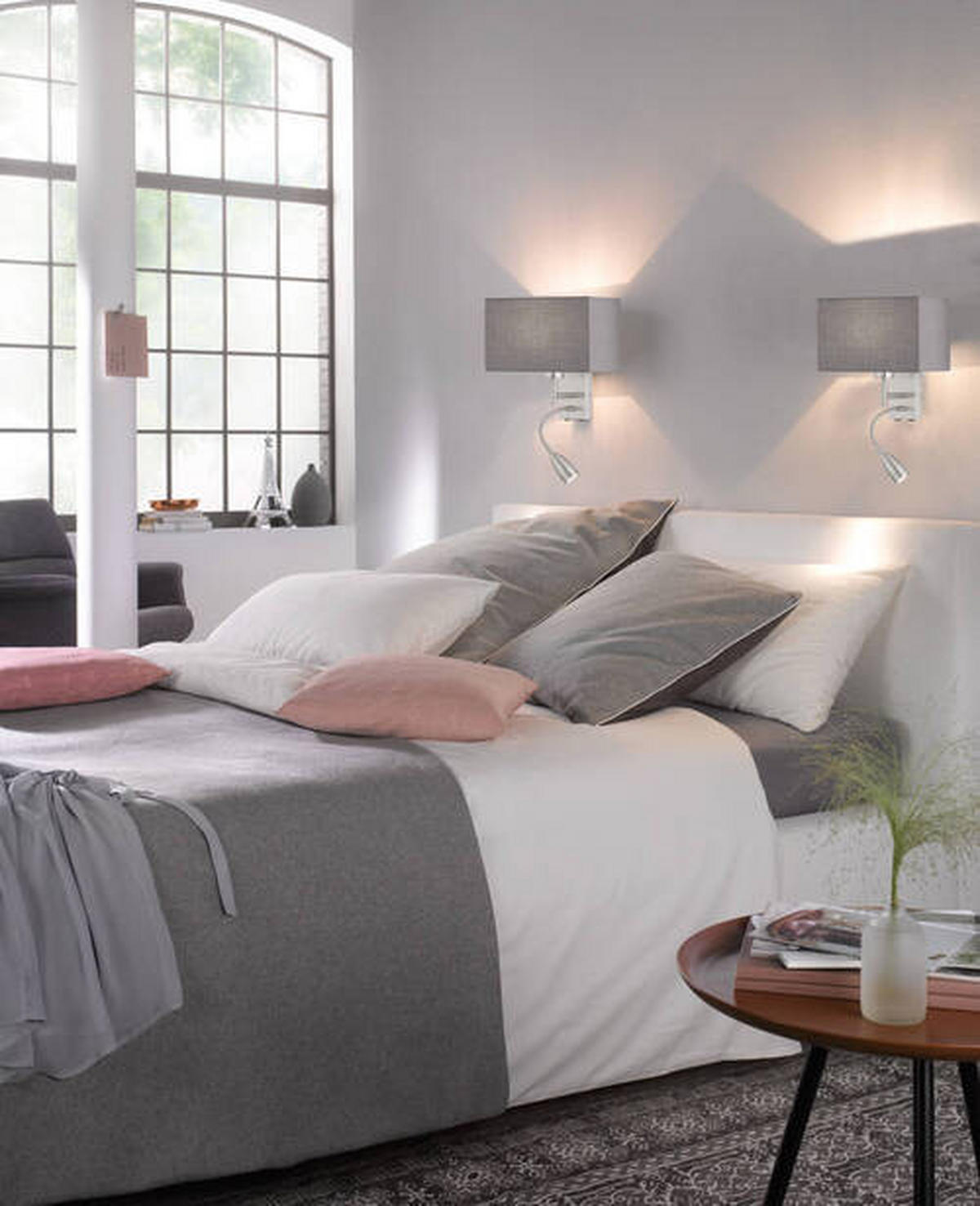 WANDLEUCHTE Dream 25/38 cm   - Grau/Nickelfarben, MODERN, Textil/Metall (25/38cm) - Fischer & Honsel