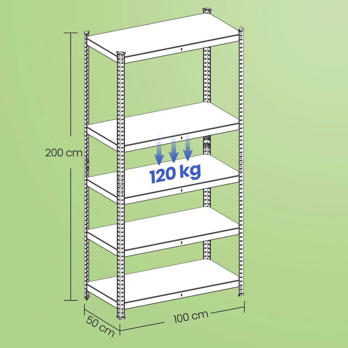 SCHWERLASTREGAL 100/200/50 cm  - Naturfarben/Grau, Basics, Holzwerkstoff/Metall (100/200/50cm)
