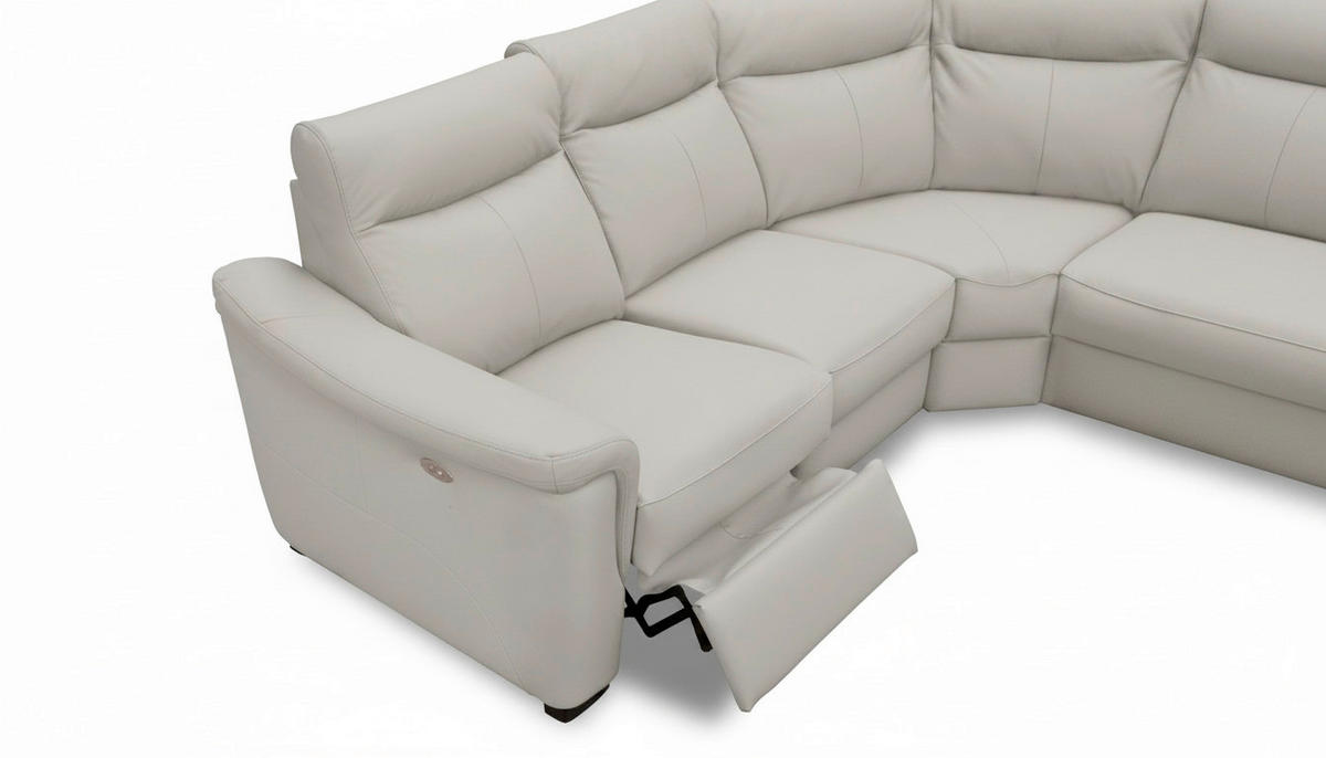 ECKSOFA Echtleder Platinfarben  - Platinfarben/Wengefarben, Design, Leder/Holz (260/229cm) - Livetastic