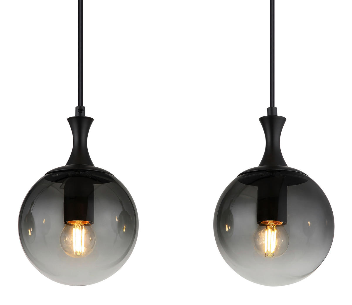 HÄNGELEUCHTE 90/15/130 cm    - Schwarz, Design, Glas/Kunststoff (90/15/130cm) - Globo