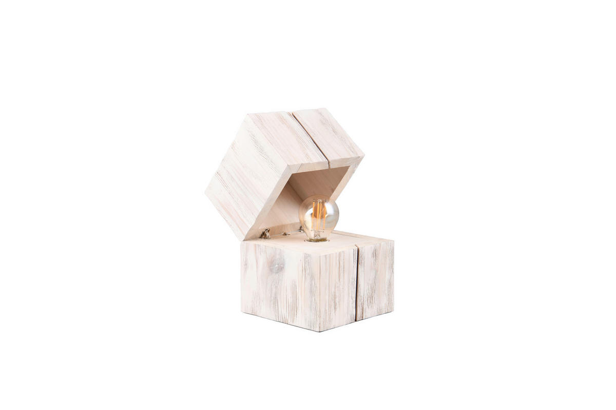 TISCHLEUCHTE - Weiss, Trend, Holz (12/12/16cm) - Trio Leuchten