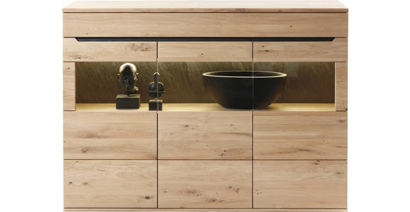 HIGHBOARD Eichefarben  180/134,4/39,4 cm  - Eichefarben, Design, Glas/Holz (180/134,4/39,4cm) - Linea Natura