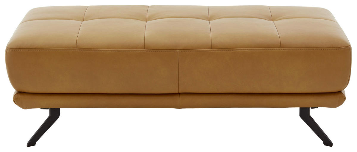 ECKSOFA Echtleder Currygelb  - Currygelb/Schwarz, Konventionell, Leder/Metall (343/193cm) - Beldomo Premium