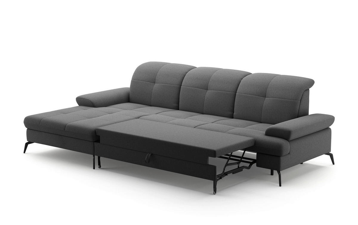 ECKSOFA in Flachgewebe Dunkelgrau  - Dunkelgrau/Schwarz, Konventionell, Textil/Metall (185/279cm) - Sit & More