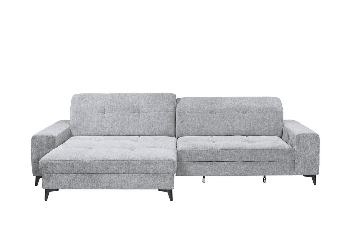 ECKSOFA Mikrovelours Hellgrau  - Hellgrau/Schwarz, Design, Kunststoff/Textil (182/328cm) - MID.YOU