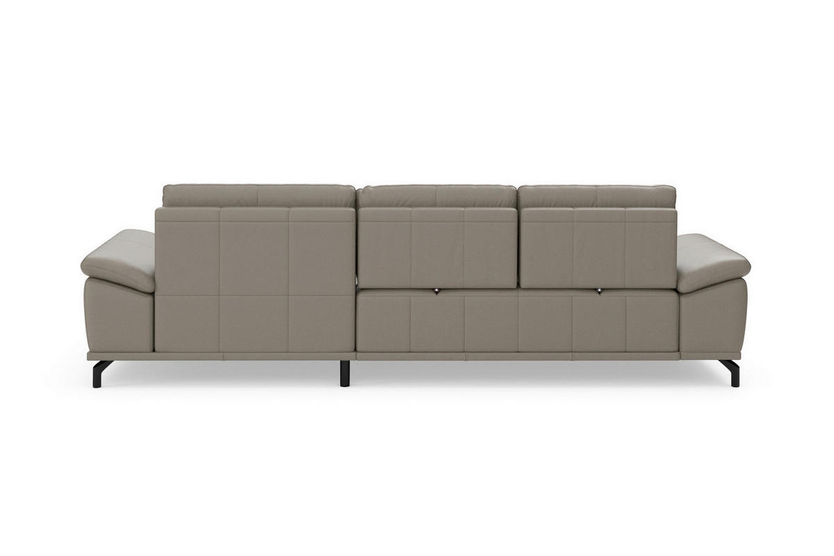 ROHOVÁ SEDAČKA, koža, sivá - čierna/sivá, Basics, kov/koža (301/176cm) - Sit & More