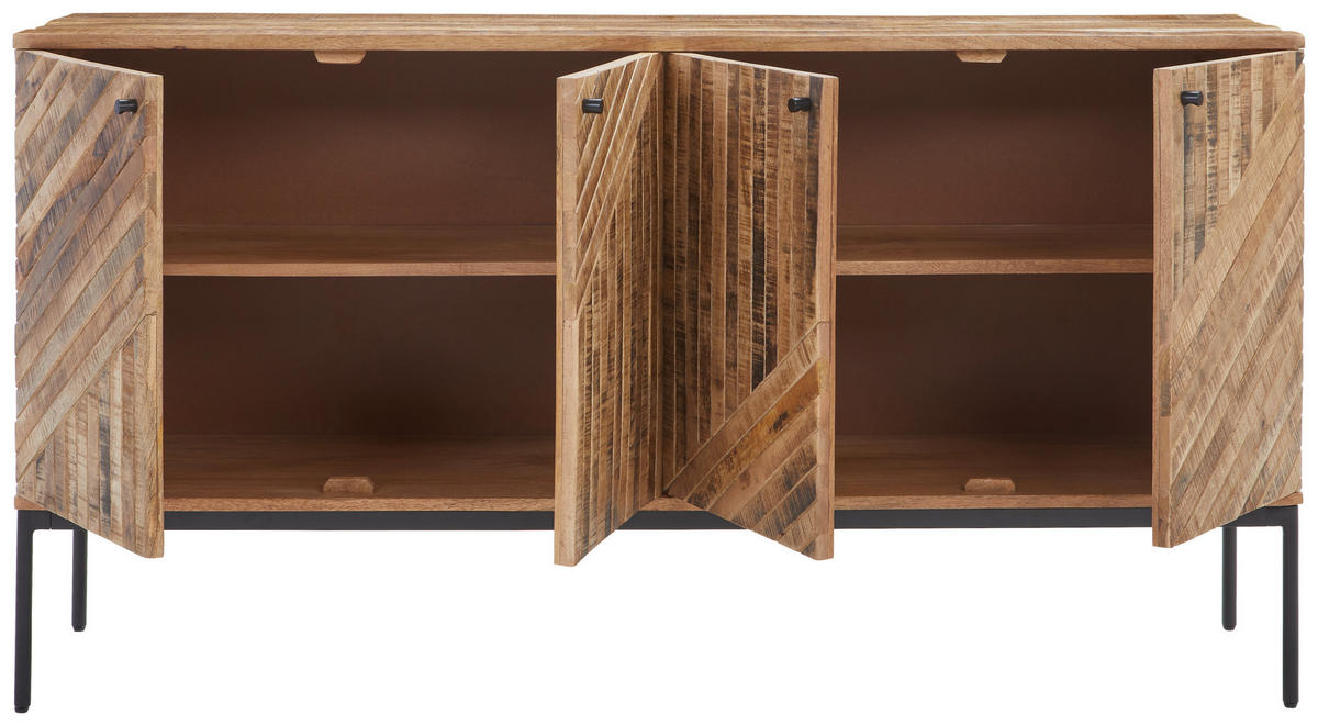 ŠIROKÁ KOMODA, staré dřevo, černá, světle hnědá, 150/78/40 cm - černá/světle hnědá, Lifestyle, kov/dřevo (150/78/40cm) - Ambia Home