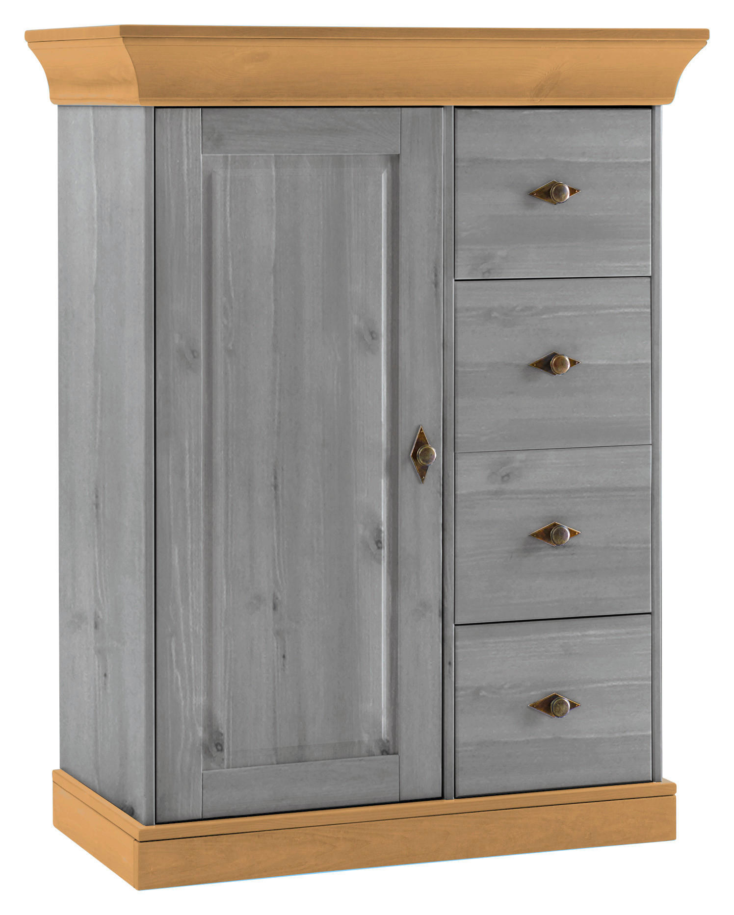 KOMMODE in 88/117/45 cm - Laugenfarbig/Grau, ROMANTIK / LANDHAUS, Holz/Metall (88/117/45cm) - Boxxx