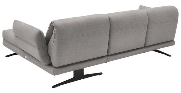 ECKSOFA Sandfarben Flachgewebe  - Sandfarben/Schwarz, Design, Textil/Metall (279-327/176-217cm) - Dieter Knoll
