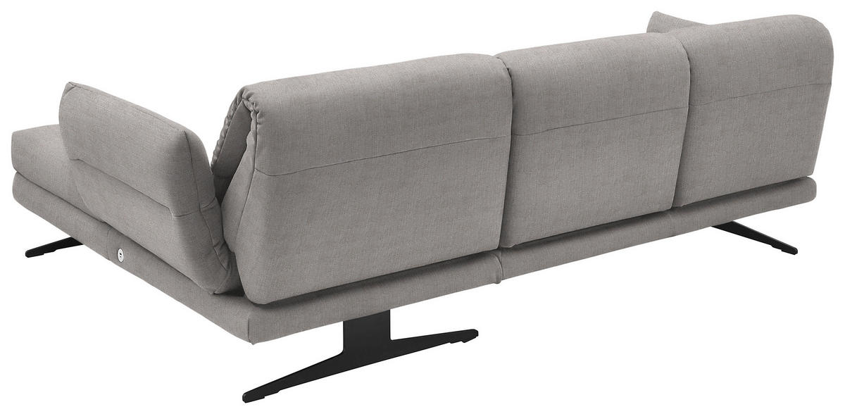 ECKSOFA in Flachgewebe Sandfarben  - Sandfarben/Schwarz, Design, Textil/Metall (279-327/176-217cm) - Dieter Knoll