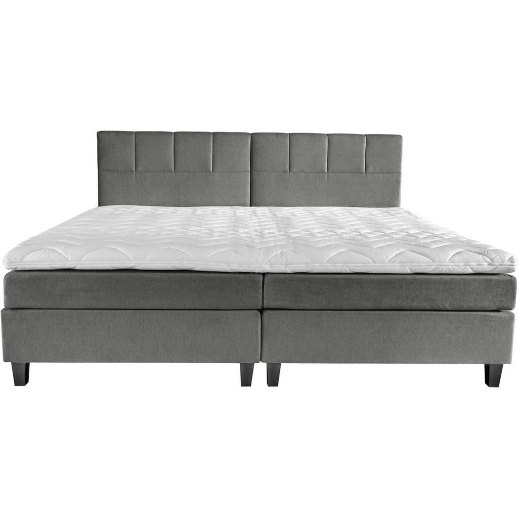 Thumbnail - Esposa Boxspringbett, Grau, Textil, Buche, H3, 5-Zonen, Höhe ca. 19 cm, 240x200 cm, Oeko-Tex® Standard 100, Über- und So...