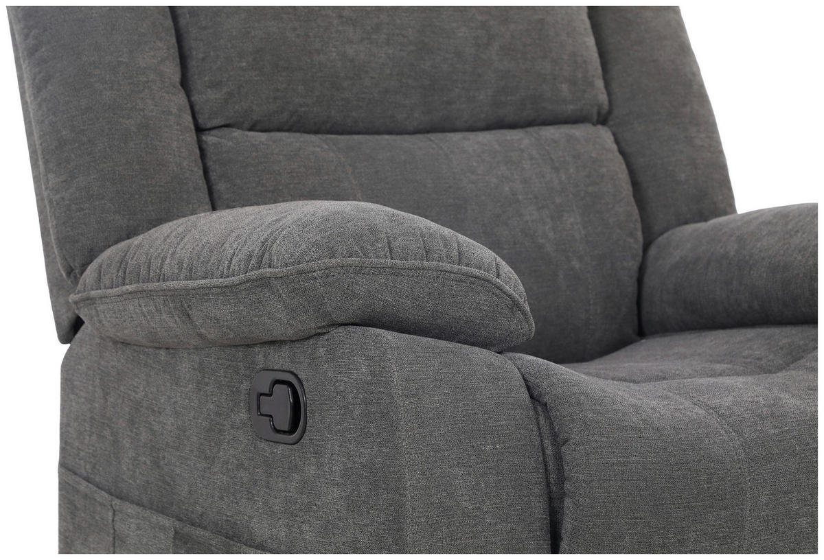 TELEVIZNÍ KŘESLO, textil, šedá - šedá/černá, Basics, textil/plast (94/101/90cm) - P & B