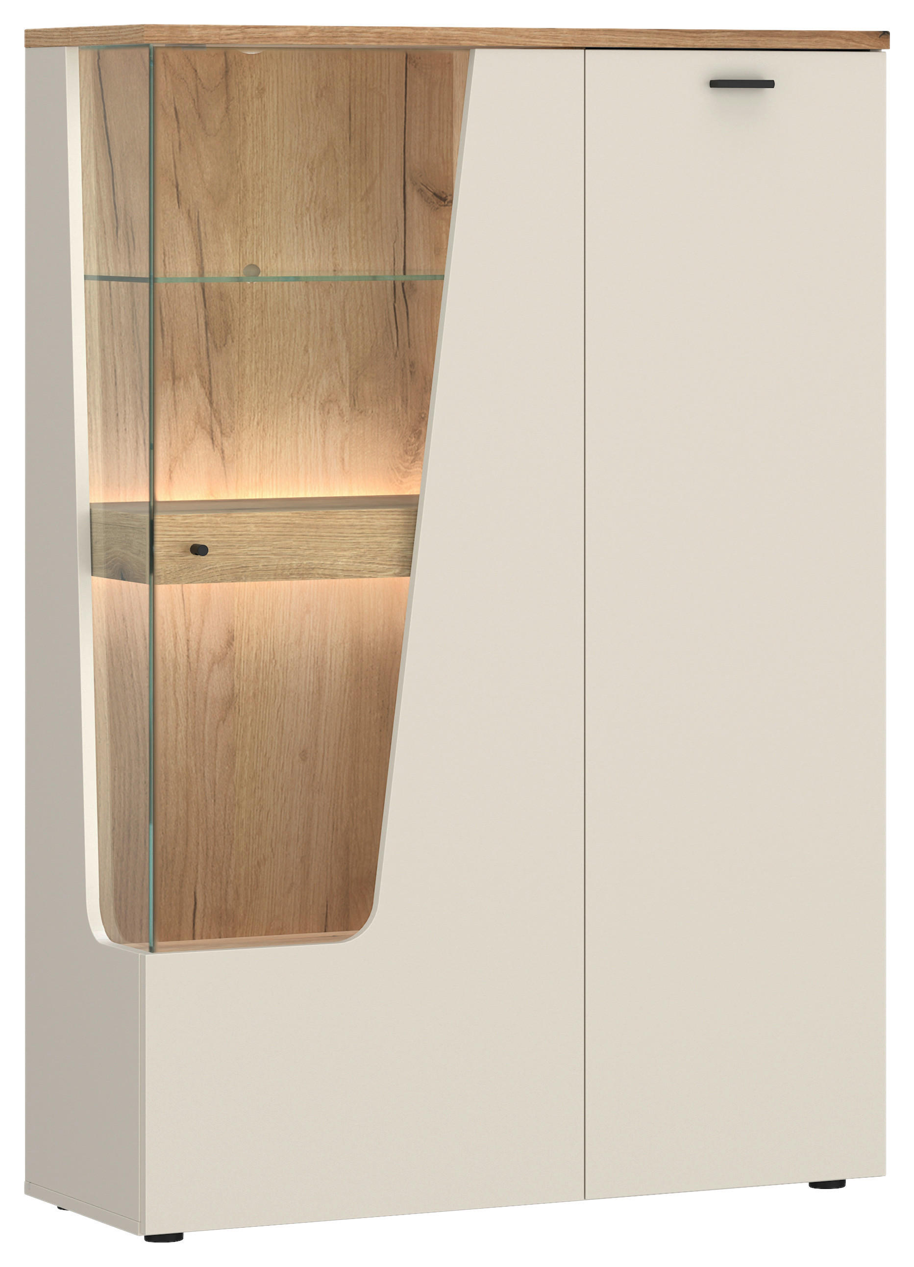 Vitrine 2-türig, Cut Out B: 95 Cm, Kaschmir/eichefarben