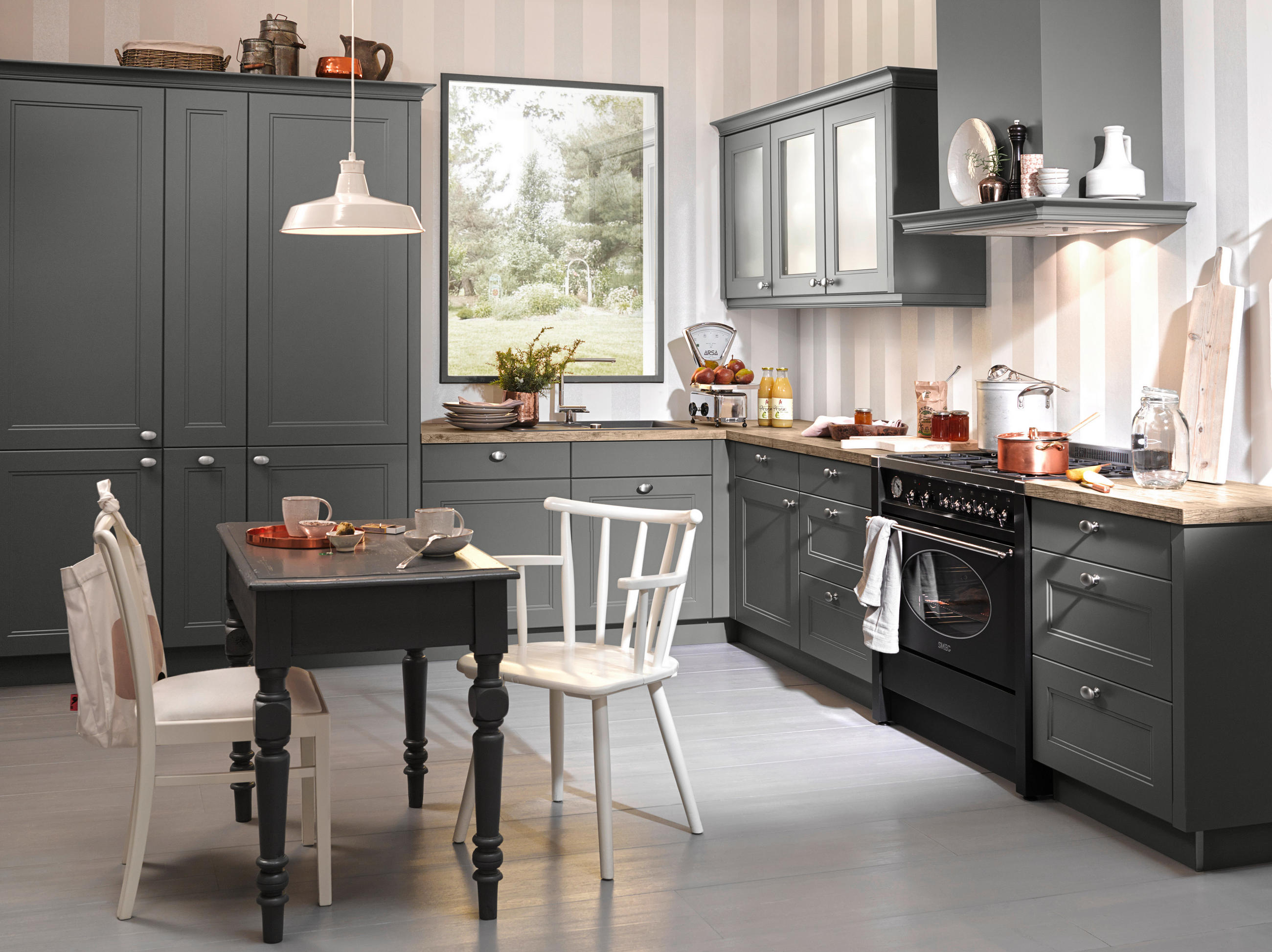 EINBAUKÜCHE WINDSOR LACK  - Grau, Design, Glas/Holzwerkstoff - Nolte Küchen