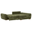 ECKSOFA Olivgrün Cord Zierkissen, Rückenkissen, Bettkasten, Schlaffunktion, Rücken echt  - Eichefarben/Olivgrün, KONVENTIONELL, Holz/Textil (276/177cm) - Carryhome