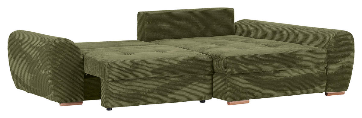 ECKSOFA  in Cord Olivgrün  - Eichefarben/Olivgrün, KONVENTIONELL, Holz/Textil (276/177cm) - Carryhome