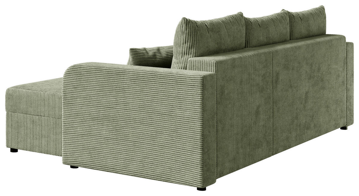 ECKSOFA Olivgrün Cord  - Schwarz/Olivgrün, KONVENTIONELL, Kunststoff/Textil (140/240cm) - Carryhome
