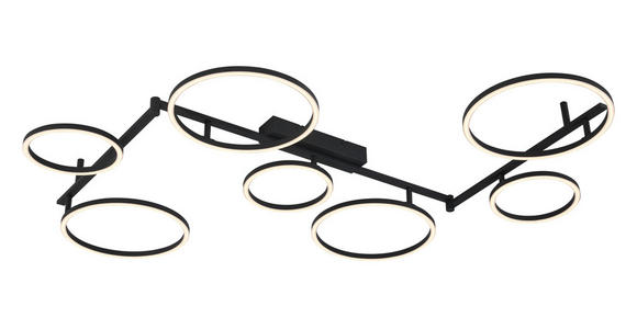 LED-DECKENLEUCHTE 118/127/12 cm  - Schwarz, Design, Kunststoff/Metall (118/127/12cm) - Novel