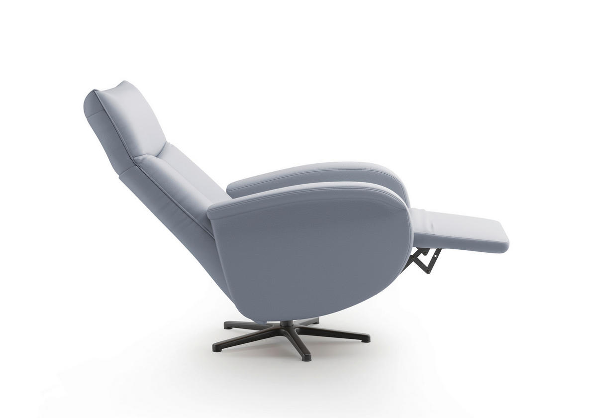DREHSTUHL Graublau  - Graublau/Schwarz, MODERN, Leder/Metall (75/112/82cm) - Sit & More