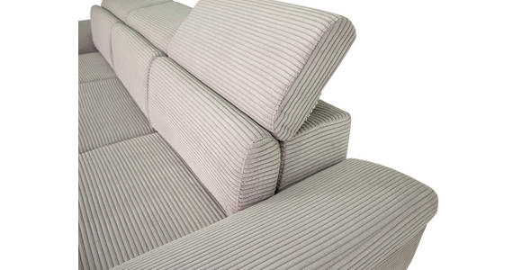 ECKSOFA inkl. Funktionen Hellgrau Cord  - Silberfarben/Hellgrau, Design, Textil/Metall (250/167cm) - Xora