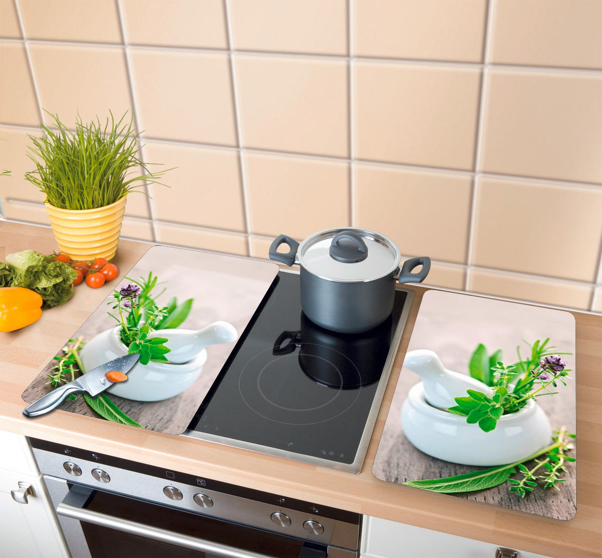 HERDABDECKPLATTE  - Design, Glas/Kunststoff (30/1,8-4,5/52cm) - Wenko