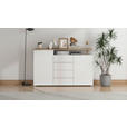 SIDEBOARD  in 154/94/40 cm  - Weiß/Eiche Artisan, Basics, Holzwerkstoff (154/94/40cm) - Carryhome