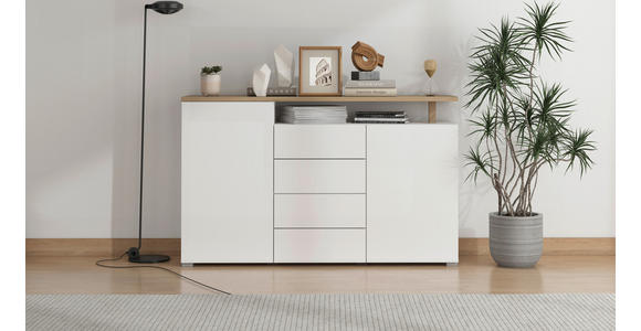 SIDEBOARD in 154/94/40 cm - Weiß/Eiche Artisan, Basics, Holzwerkstoff (154/94/40cm) - Carryhome