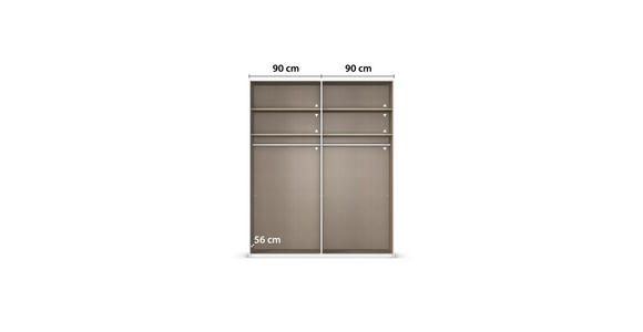 SCHWEBETÜRENSCHRANK  in Weiß  - Alufarben/Weiß, Basics, Holzwerkstoff/Metall (181/223/68cm) - Novel