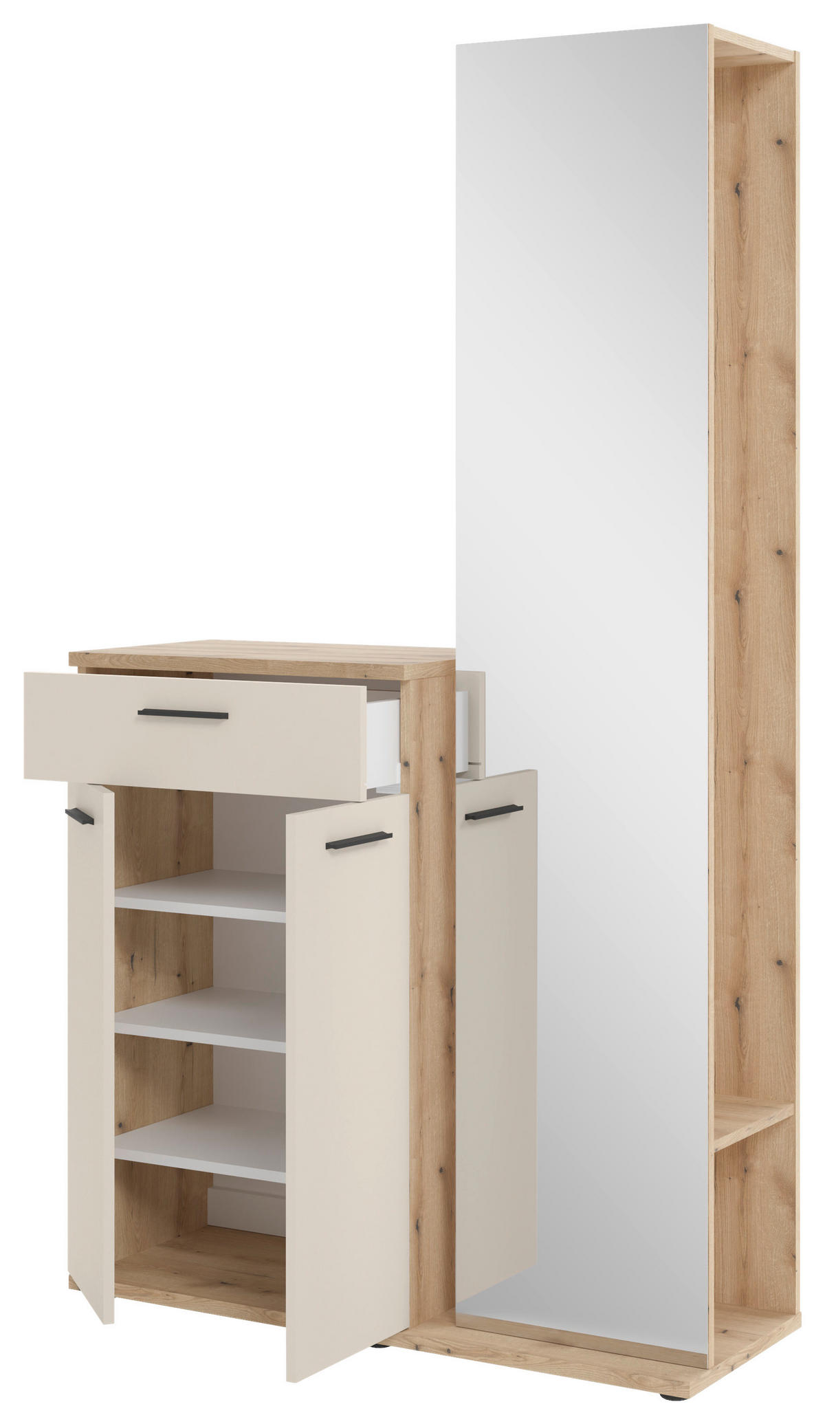 GARDEROBE  in 105/188/38 cm  - Eichefarben/Creme, Basics, Glas/Holzwerkstoff (105/188/38cm) - Xora