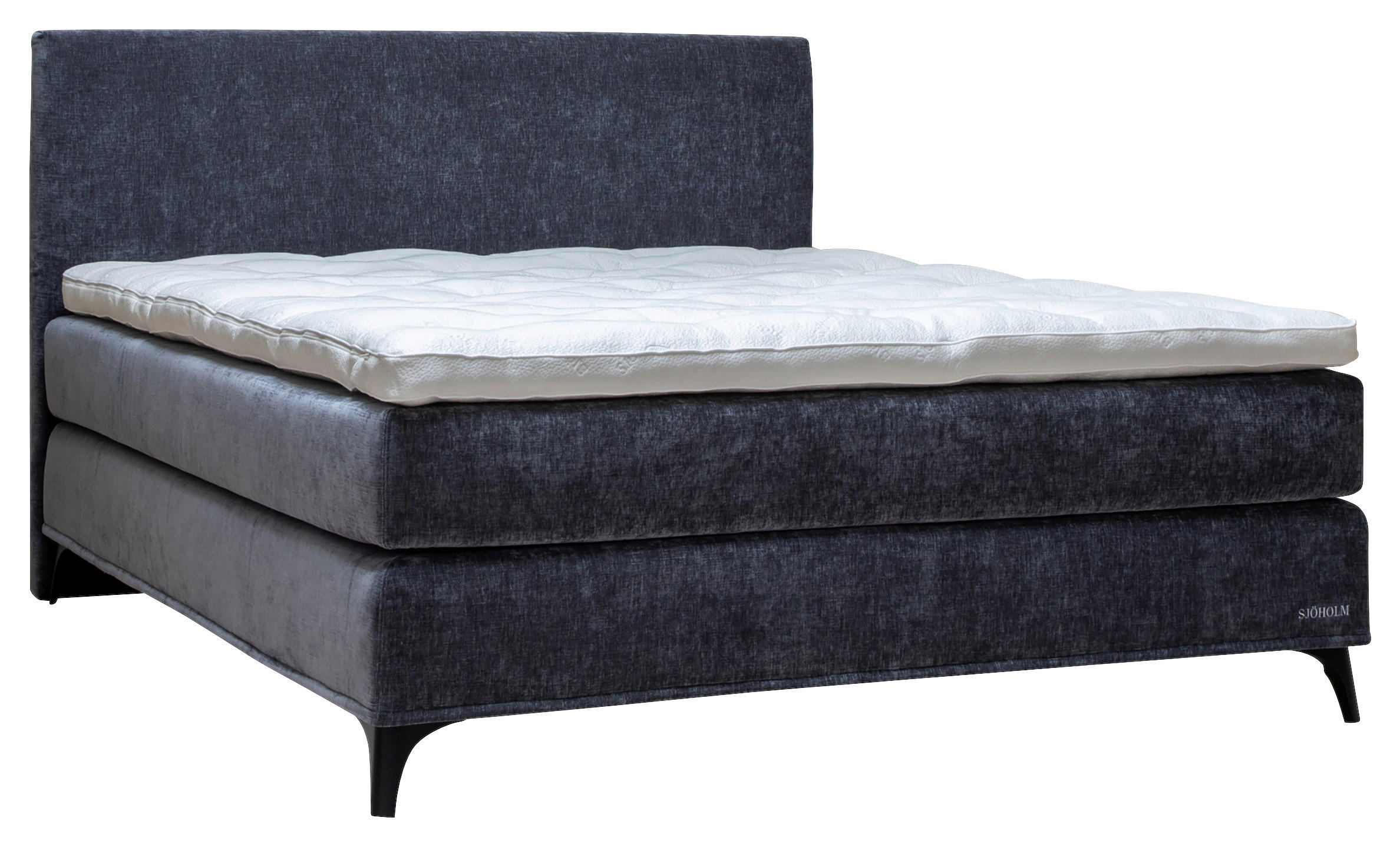 BOXSPRINGBETT 180/200 cm,  in Anthrazit, Matratze, Topper, H2 + H2 = mittel  - Anthrazit/Schwarz, KONVENTIONELL, Holz/Textil (180/200cm) - Sjöholm