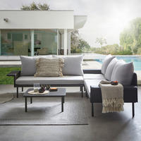 LOUNGEGARNITUR Aluminium  - Anthrazit/Hellgrau, MODERN, Textil/Metall - Ambia Garden