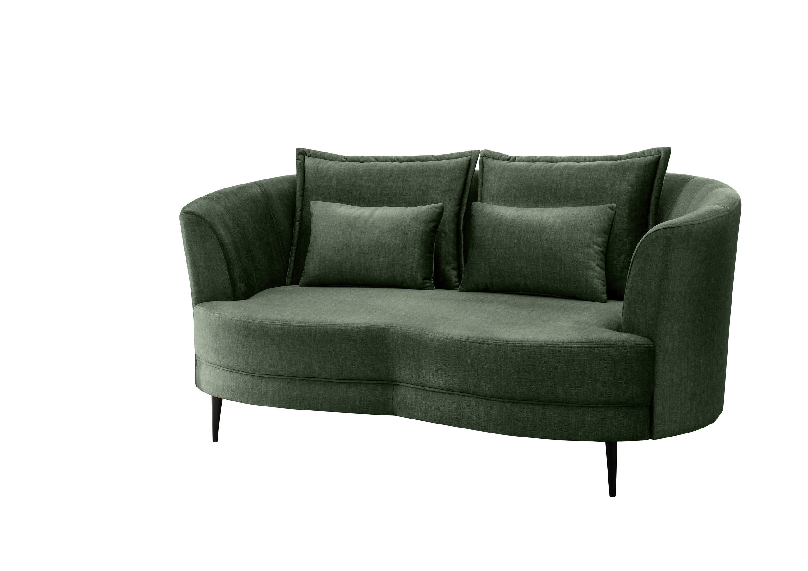 2-SITZER-SOFA Velours Dunkelgrün  - Dunkelgrün/Schwarz, MODERN, Textil/Metall (179/85/101cm) - Livetastic