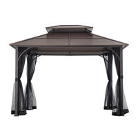 Pavillon inkl. Moskitonetz 366/293/307 cm Stahl  - Dunkelbraun/Schwarz, Basics, Metall (366/293/307cm) - Modante