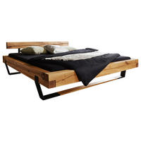 BALKENBETT 180/200 cm  in Eichefarben   - Eichefarben/Schwarz, KONVENTIONELL, Holz/Metall (180/200cm) - Livetastic