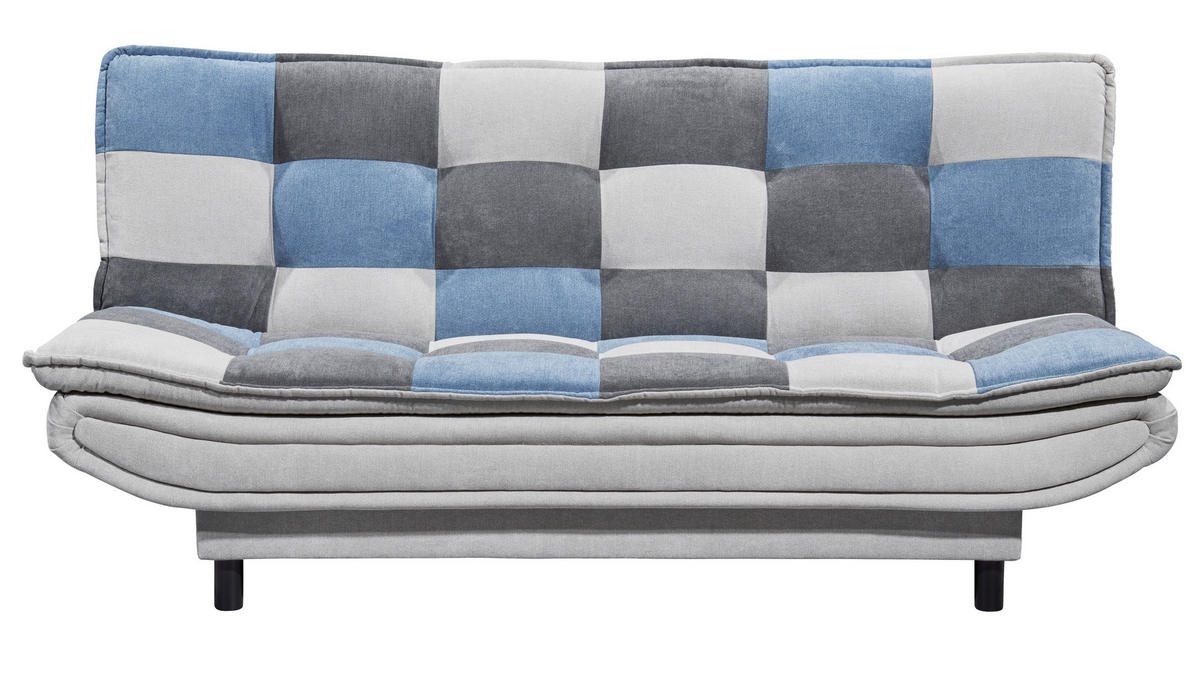 SCHLAFSOFA in Mikrovelours Blau, Silberfarben, Dunkelgrau  - Blau/Dunkelgrau, Basics, Holzwerkstoff/Kunststoff (188/90/89cm) - MID.YOU