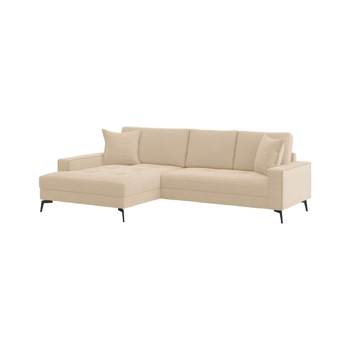 ECKSOFA ZERO Creme Cord Zierkissen, Rückenkissen  - Creme/Schwarz, Trend, Textil/Metall (173/286cm) - Livetastic