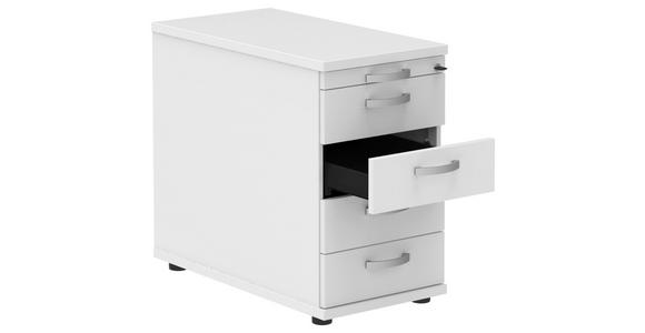 ANSTELLCONTAINER Weiß - Silberfarben/Schwarz, Basics, Holzwerkstoff (43/74/80cm) - Moderano