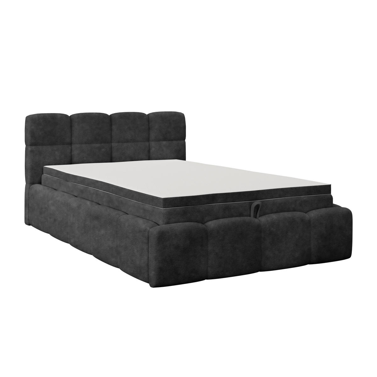 POLSTERBETT  in Schwarz, Matratze, Bettkasten, H3 = fest  - Schwarz, Trend, Kunststoff/Textil (140/200cm)