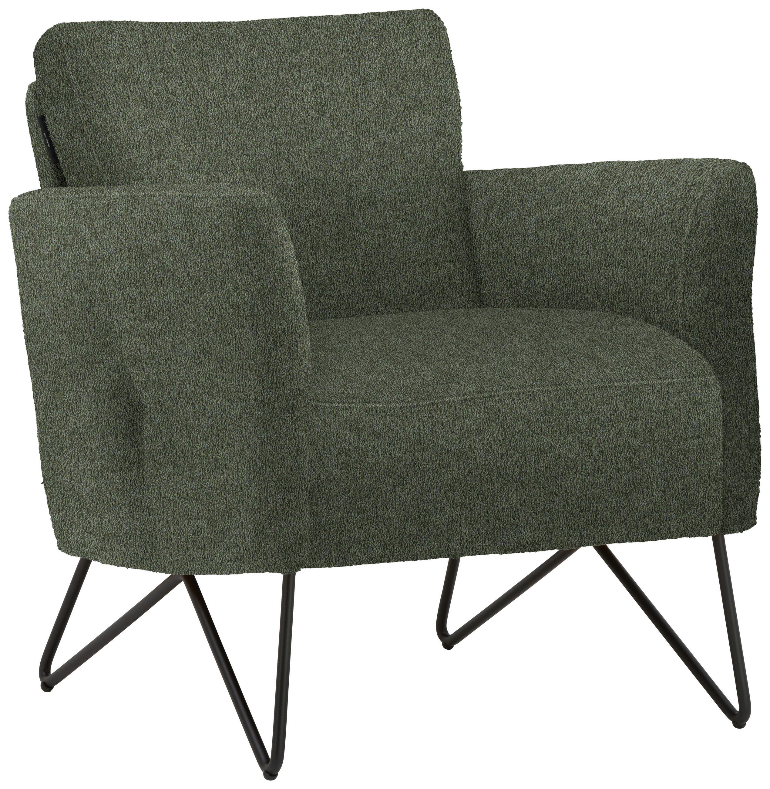 SESSEL in Chenille, Mikrofaser Grün  - Schwarz/Grün, Design, Textil/Metall (68/78/76cm) - Johann Jakob