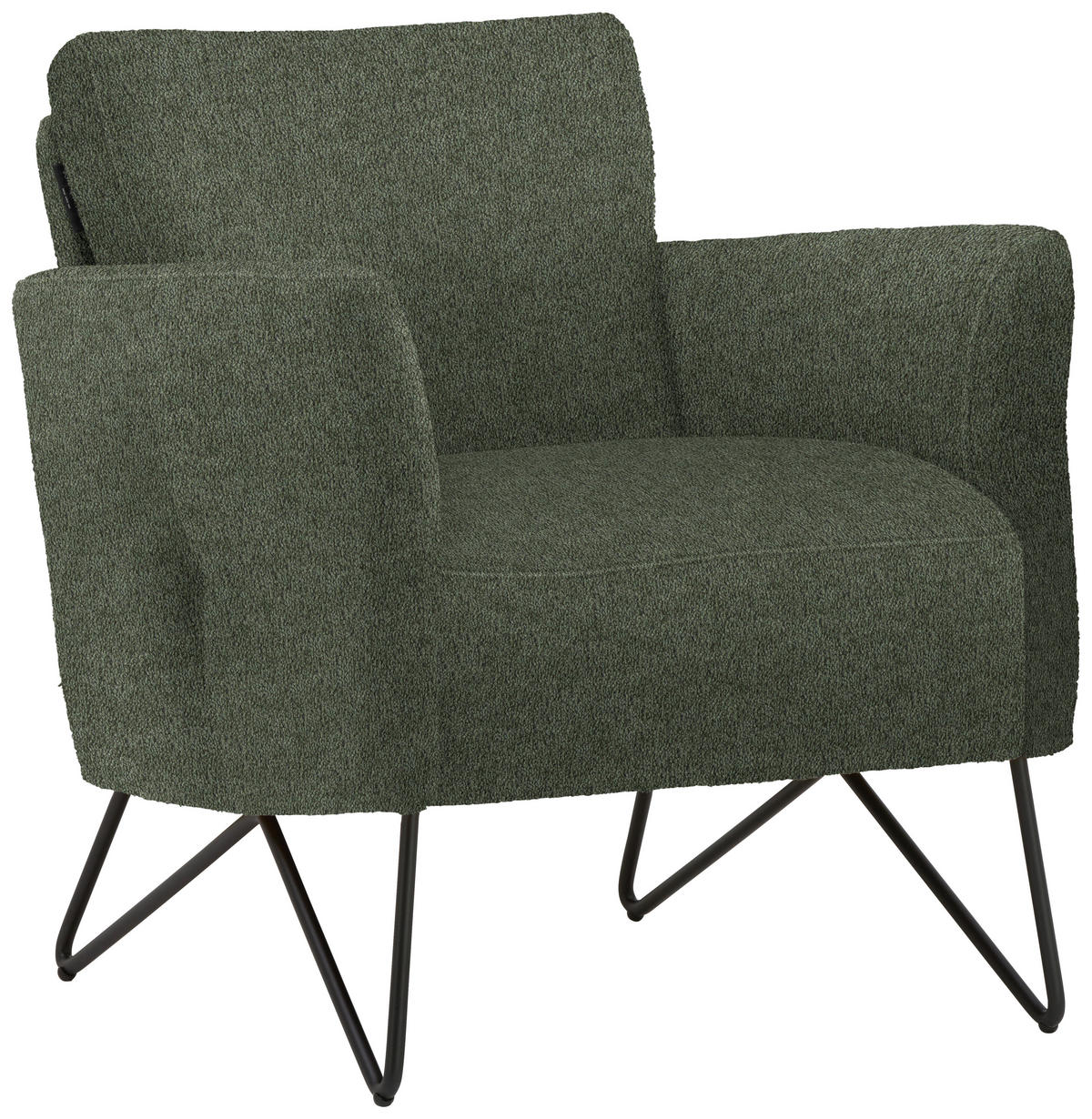 SESSEL in Chenille, Mikrofaser Grün  - Schwarz/Grün, Design, Textil/Metall (68/78/76cm) - Johann Jakob