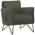 SESSEL in Chenille, Mikrofaser Grün  - Schwarz/Grün, Design, Textil/Metall (68/78/76cm) - Johann Jakob