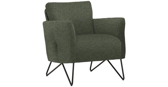 SESSEL in Chenille, Mikrofaser Grün - Schwarz/Grün, Design, Textil/Metall (68/78/76cm) - Johann Jakob