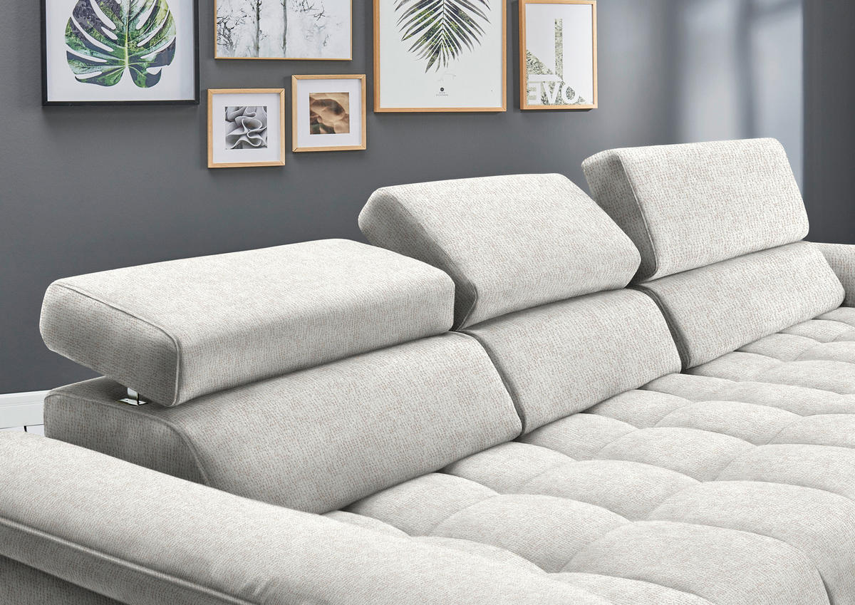 ECKSOFA in Chenille Beige  329/190 cm  - Beige/Schwarz, Design, Textil/Metall (329/190cm) - Beldomo Style
