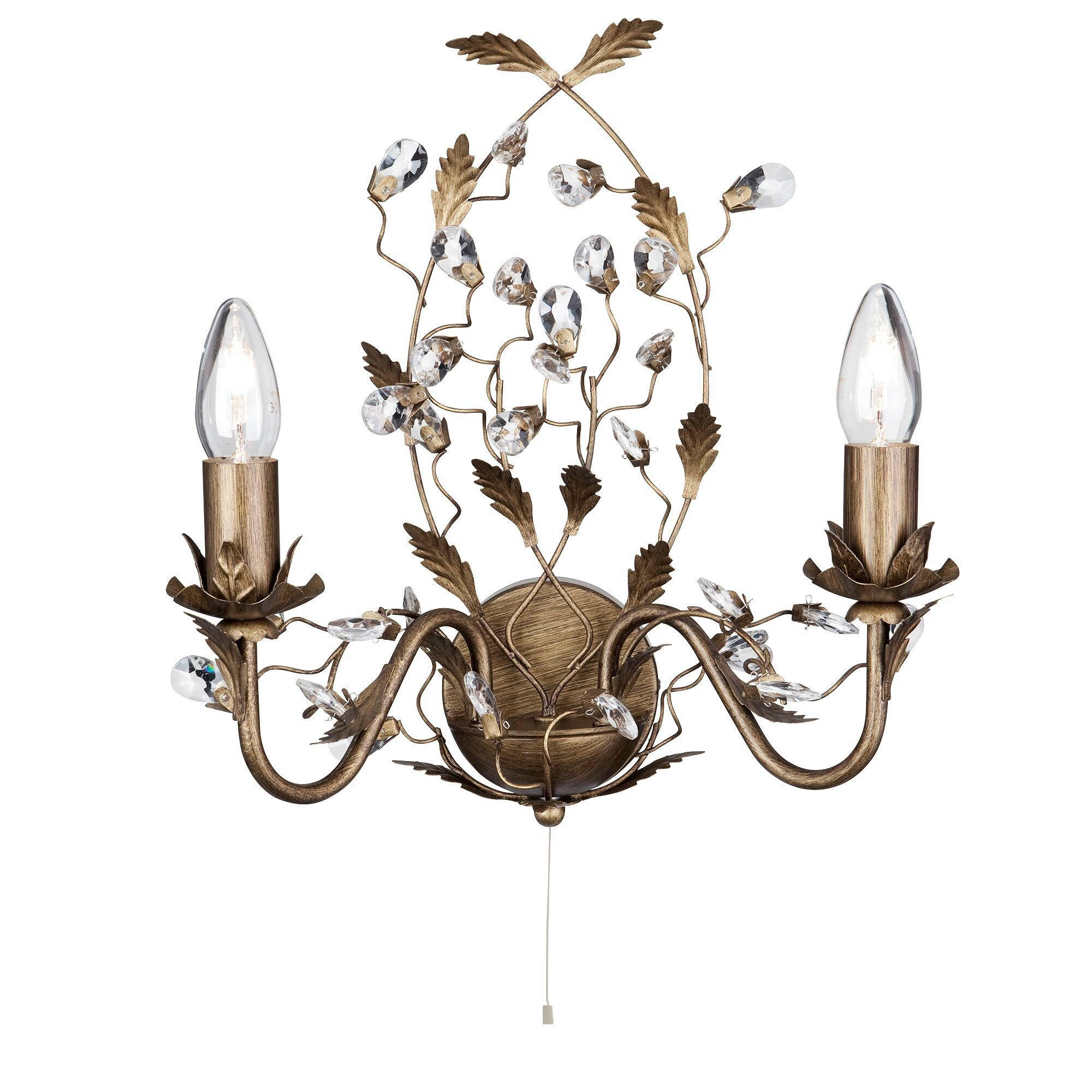 VÄGGLAMPA Almandite 37/40 cm   - brun/guldfärgad, Klassisk, metall/glas (37/40cm)