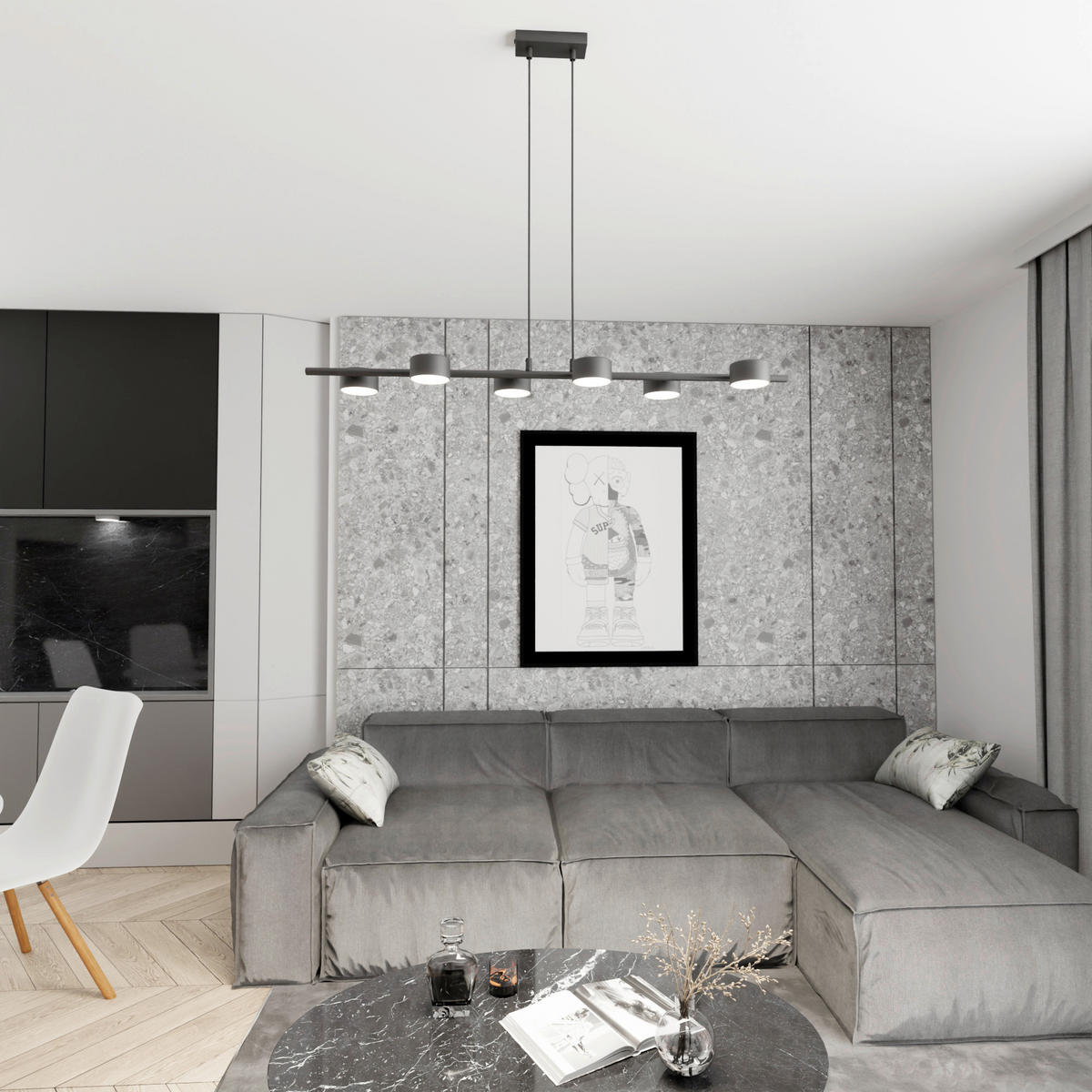 HÄNGELEUCHTE  100/19/140 cm    - Schwarz, KONVENTIONELL, Metall (100/19/140cm)